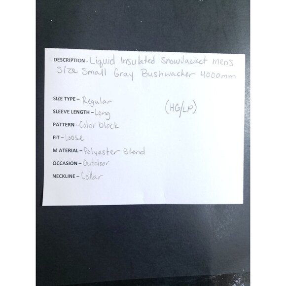 Liquid Insulated Snow Jacket Men's Size Small Gray Bushwacker 4000mm - Picture 9 of 10